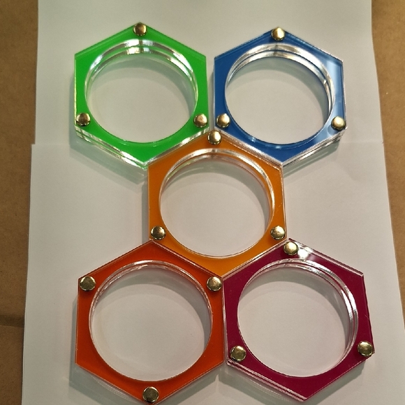 Colorful Geometric Bangles Set - Picture 3 of 4